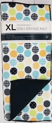 Extra Large Microfiber Dish Drying Mat, (24"x18") COLORFUL CIRCLES # 2, black,SL