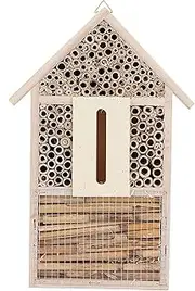 Wooden Bee House Shelter, Garden Nesting Box, Bee and Butterflies Hotel, Handicrafts for Outdoor Ornament Decoration