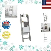 MyGift Escalera grande de madera encalada para manta, estilo granja, toallero...