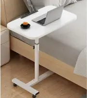 Mobile Overbed Table with Wheels, Height Adjustable Laptop Table with Shelf, ...