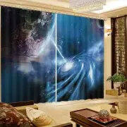 Rotating Pointed Planet 3D Curtain Blockout Photo Printing Curtains Drape Fabric