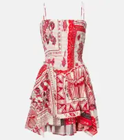 [Marant Etoile] Marant Etoile Anka shirred printed cotton minidress AU 14 red