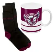 NRL Manly Warringah Sea Eagles Coffee Mug Tea Cup & Socks Gift Set