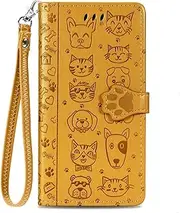 [YBROY] Case for Samsung Galaxy M34 5G, Magnetic Flip Leather Premium Wallet Phone Case, with Card Slot and Folding Stand, Case Cover for Samsung Galaxy M34 5G.(Yellow)