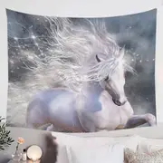 Stardust Magical Wild White Horse Tapestry