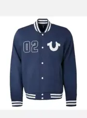 ***True Religion Mens 02 Varsity Jacket Insignia Blue Size ( XL ) NWT $199.00