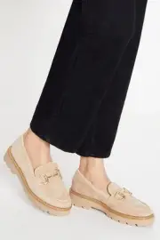Oasis Womens Loafer Flats Taupe Faux Leather Versatile Spring Summer Shoes