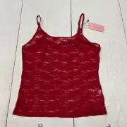 Fem & Fata Red Lace Sheer Mesh Cropped Tank Top Women's Size Large NEW