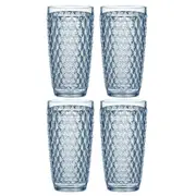 4x Tate Geometric 450ml Highball Acrylic Tumbler Drink/Juice Round Cup Sky