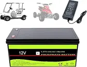 DEFGHIJ 12V 100Ah 200Ah 300Ah 400Ah LifePo4 Battery Deep Cycles with 100A BMS Lithium Iron Phosphate Battery for Trolling Motor Solar Panels RV Boat Golf Cart Off Grid Applications(Select Size)