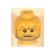 LEGO - Minifig, Head Gray Beard, Eyebrows & Sideburns w/ Crow's Feet Wrinkles