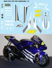 1/12 Decals for ROSSI IRTA 2007 YAMAHA M1 TEST BIKE DECAL TBD5