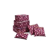6Pcs Travel Storage Bag Set for Clothes Tidy Organizer for Suitcase-Wine Red