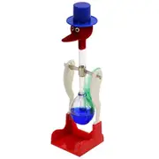 Transparent Drinking Bird with Fluid Motion Balance Drink Water Bird Non-Stop Kids Educational Toys,A Blue