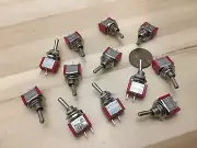 12 Pieces RED 5A ON-OFF Toggle Switch SPST 6mm 1/4 125v miniature 12v on off C17
