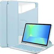 Keyboard Case Compatible with Samsung Galaxy Tab S10 FE 10.9 Inch (2025) Cover with Detachable Wireless Bluetooth Keyboard and Protective Case Cover with Pen Slot (Light Blue)