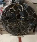 Black Agate Geode Corner Table Top, Round Sofa Side Table Top, Home Decor
