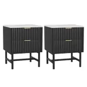 Artiss 2x Bedside Table Black 2 Drawers