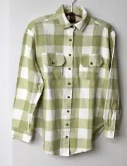 NWT Juniors Billabong Cotton Flannel LS Checked Plaid Big Shirt Shacket XS New