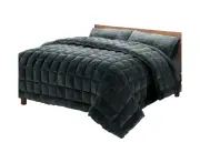 Super King Bedding Faux Mink Quilt Comforter Fleece Throw Blanket Charcoal