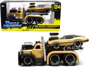 1953 MACK B-61 FLATBED & 1970 OLDSMOBILE 442 GOLD 1/64 BY MUSCLE MACHINES 11536