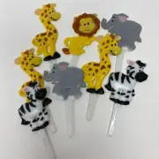 Zoo jungle animals cupcake picks Set of 24 lion giraffe elephant tiger
