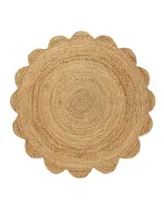 [Miss Amara] Celeste Scalloped Jute Round Rug in Natural Brown
