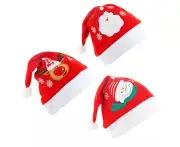 3Pcs Christmas Hat Plush Santa Hat Santa Claus Snowman Elk Christmas Decorations