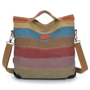 Women Canvas Striped Crossbody Bags Vintage Contrast Canvas Tote Handbags