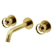 Vigo VG05007 Cass 1.2 GPM 3" H Double Handle Wall Mounted - Matte Brushed Gold