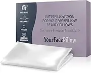YourFacePillow Satin Pillowcase for Hair and Skin with Hidden Zipper - Soft Silky Slip Satin Pillow Cover (Set of 1, White)