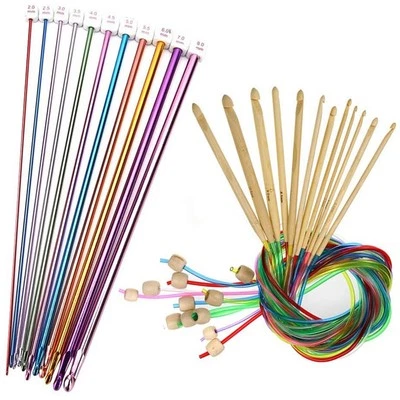 23 Pieces Tunisian Crochet Hooks Set 3-10 mm Cable Bamboo Knitting Needle8633