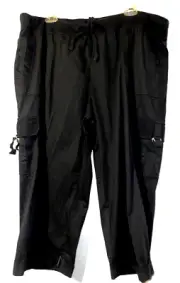 New Zenergy by CHICO'S Pants Size XL (3) Black Cargo Crop Ripstop Pull On Capris