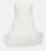 [Safiyaa] Safiyaa Feather-trimmed crêpe mini dress AU 18 white