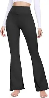[Lishang] Flared Yoga Trousers Women's Leggings High Waist Bootcut Flared Yoga Trousers Wide Leg V Waist with Pockets Opaque Leggings Jazz Pants Jogging Bottoms Sports Trousers