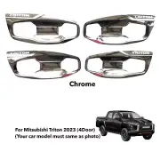 Fit Mitsubishi Triton L200 4Dr 2023 Handle Bowl Insert Cover Set Chrome (for: Mitsubishi)