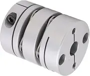 Marhynchus Motor Shaft Double Coupling, Aluminum Alloy Hub Stainless Steel Disc Double Diaphragm Set Screw Couplings, Motor Shaft Coupler, for 3D Printers, DIY Robots, CNC Machines