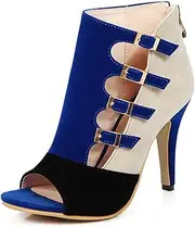 [ZIRIA] Women Spring High Heels Office Zipper 10cm Hollow Out High Sandals Poop Toe Buckle Strap Party Wedding Shoes