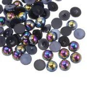 360pcs ABS Half Pearl Beads 8mm Flat Back Imitation Pearl Colorful Black
