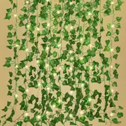 Ivy Fake Vines Artificial Ivy with 100 LED String Light Leaf Wall Faux Leaves Greenery Garland Hanging Plant Vine for Room Garden Office Wedding Wall Decor (12 Pack,86FT)