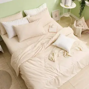 【DUYAN 竹漾】芬蘭撞色設計-雙人加大四件式鋪棉兩用被床包組-多款任選 台灣製