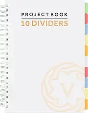 VABE UK A4 Translucent Project Notebook with 10 Dividers - 300 Pages Journal (150 sheets) - 100gsm lined Paper - Extra Large Notebook - Thick Matte Laminated Cover a4 notepad(WHITE)