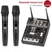 Bluetooth Sound Card 4CH Mixer w/2pcs Mic f/Recording Livestreaming TZT R6 Pro