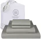 Luxury 800 Thread Count California King 100% Cotton Sheets - Moonrock Grey Satee
