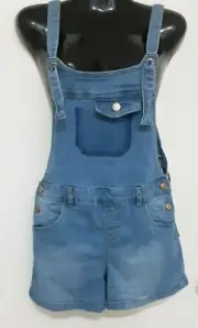 SIZE 12 GIRLS BLUE BEACHY BIB SHORT LIGHT WASH DENIM 'MINOTI' SHORTALL HOT PANTS