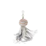 Multicolor leather, feather and mink charm One size Gray