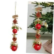 23.6 Inches Christmas Pinecone and Bell Hanging Garland Decoration, Rustic Red