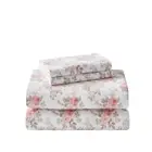 Lisalee 4-Piece Pink Floral Brushed Cotton Flannel King Sheet Set