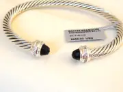 $950 NEW DAVID YURMAN SS DIAMOND BLACK ONYX BRACELET NWT