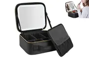 Makeup Case with LED Light and Mirror Portable Cosmetic Bag for Travel Outdoor-Black